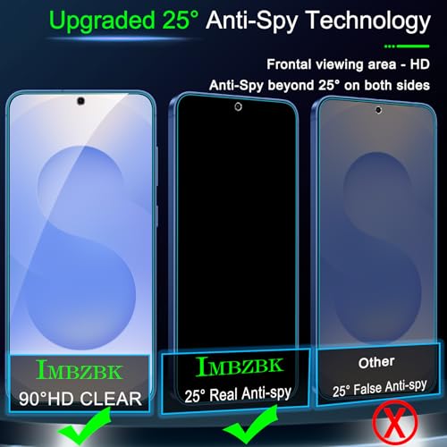 IMBZBK Privacy Screen Protector for Samsung Galaxy S25, 3+3 Pack - size: S25 6.2 inch