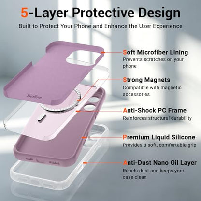 SUPFINE Silicone & Magnetic for iPhone 16 Pro Max Case - color: Blackcurrant, size: iPhone 16 Pro Max