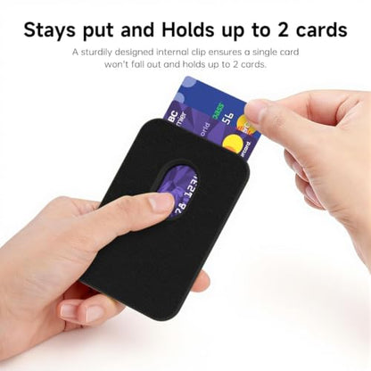 LoeoeL Magnetic Phone Wallet Compatible with Magsafe Wallet, Silicone ID Credit Card Holder Wallets for Back of Phone Pocket, Slim Thin Pouch Sleeve Wallets for iPhone Samsung, Pixel, Black - color: Black
