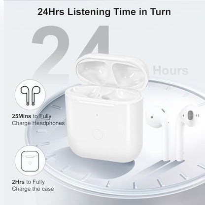 Wireless Charging Case Compatible with AirPod 1st & 2nd Generation, Air Pod Charger Case Replacement with Bluetooth Pairing Sync Button, No Earbuds - color: White
