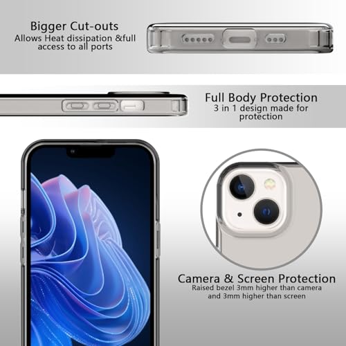 Phone Case for iPhone 14 Clear, [Crystal Clear][Non-Yellowing] Slim Shockproof Reinforced Drop Protective Flexible TPU Back Cover Phone Case for iPhone 14 Protective Case(Black) - color: Black
