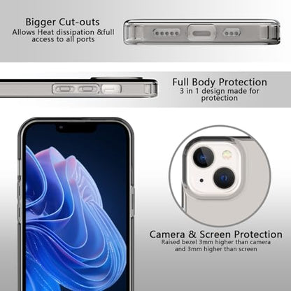 Phone Case for iPhone 14 Clear, [Crystal Clear][Non-Yellowing] Slim Shockproof Reinforced Drop Protective Flexible TPU Back Cover Phone Case for iPhone 14 Protective Case(Black) - color: Black
