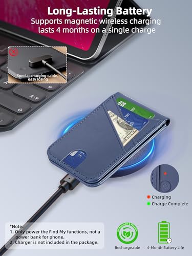 for Magsafe Wallet Stand Tracker (iOS Only) Magnetic Card Holder Finder - color: Blue Find My