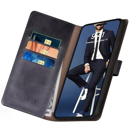 SUANPOT Compatible with iPhone 17 Pro 6.3" Wallet case with RFID Blocking Credit Card Holder,Flip Book PU Leather Protective Cover Women Men for Apple 17 Pro Phone case Black - color: Black, size: iPhone 17 Pro 6.3"