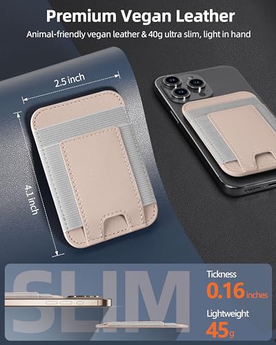 Upgraded for Magsafe Wallet, 7 Card Holder, RFID Blocking, Strongest Magnet | Magnetic Wallet for iPhone 17/16/15/14/13/12 Series, Magnetic Card Holder, 2 Card Slots, Vegan Leather, Desert Titanium Gold - color: Desert Titanium Gold-Upgraded