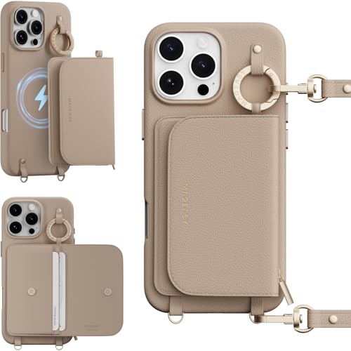 MAGEASY Pouch MagSafe Crossbody Wallet Phone Case for iPhone 16 Pro Max - Removable Wallet with Strap, 16ft Drop Protection, Card Holder & Coin Pocket Magnetic Purse (Camel Brown) - color: Camel Brown, size: iPhone 16 Pro Max
