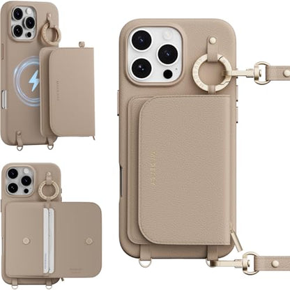 MAGEASY Pouch MagSafe Crossbody Wallet Phone Case for iPhone 16 Pro Max - Removable Wallet with Strap, 16ft Drop Protection, Card Holder & Coin Pocket Magnetic Purse (Camel Brown) - color: Camel Brown, size: iPhone 16 Pro Max
