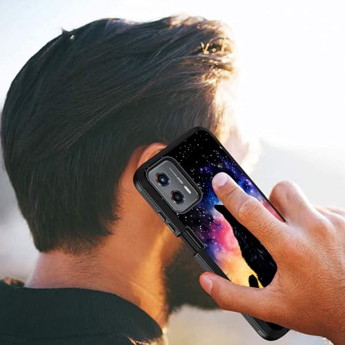 for Moto G 5G 2024/Moto G Play 5G 2024 Case,Military Grade Heavy Duty [3-Layer] Dustproof Shockproof Full-Body Protective Case for Motorola Moto G 5G 2024,Black Cat Under The Starry Sky - color: Black Cat Under The Starry Sky