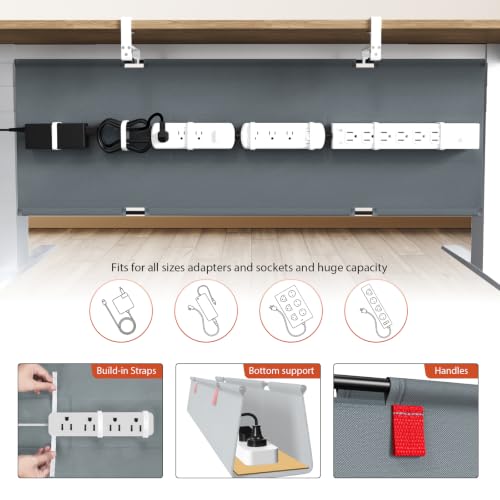 Univivi No Drill Under Desk Cable Management Tray, 48 inch Cable Management - color: Grey, size: 48"L x 5.5"W