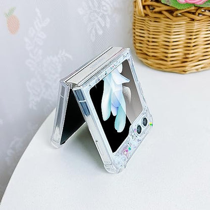 Compatible with Samsung Galaxy Z Flip 5 Case Clear Butterfly Women | Soft TPU Stars Sparkle Glitter Anti-Scratch Shockproof Protective Cover - color: TPU\Butterfly Pink, size: Samsung Galaxy Z Flip 5