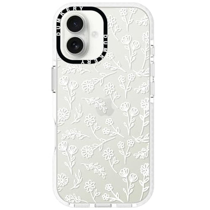 Dumkery Cute White Flowers Phone Case Compatible with iPhone 16 Plus, Floral Aesthetic Pattern, Soft TPU Heavy Duty Protection Shockproof Clear Bumper Cases Cover for Girls Women - size: iPhone 16 Plus