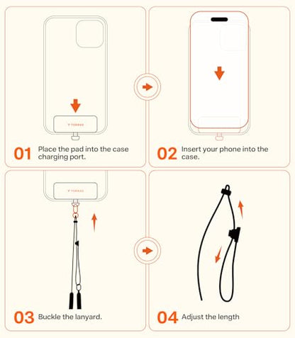 TORRAS Phone Lanyard Crossbody, Lightweight Strap with 2 Tabs, Apricot - color: Apricot