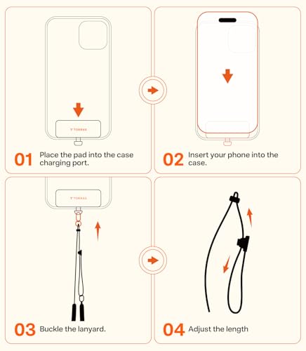 TORRAS Phone Lanyard Crossbody, Lightweight Strap with 2 Tabs, White - color: White