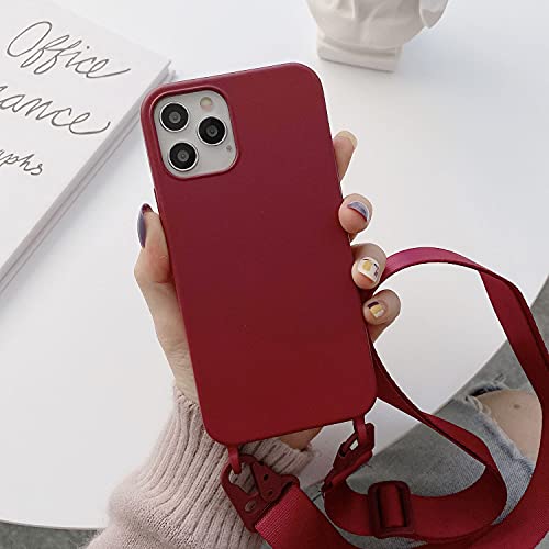 Crossbody Phone Case Compatible with iPhone 6/7/8/SE2/SE3, Cute Soft Silicone Cover with Lanyard Adjustable Shoulder Strap Shockproof Protector Women Girls Wine Red - color: Wine Red, size: iPhone 6/7/8/SE2/SE3