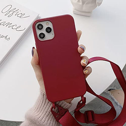 Crossbody Phone Case Compatible with iPhone 6/7/8/SE2/SE3, Cute Soft Silicone Cover with Lanyard Adjustable Shoulder Strap Shockproof Protector Women Girls Wine Red - color: Wine Red, size: iPhone 6/7/8/SE2/SE3