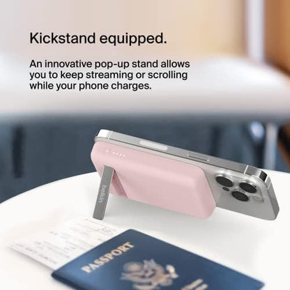 Belkin 5000mAh 7.5W MagSafe Power Bank with Kickstand - color: Pink