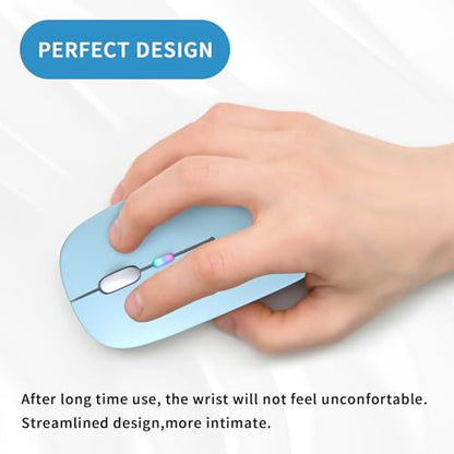 Afaartcci Rechargeable Wireless Mouse, Silent Bluetooth Mouse (Blue) - color: blue