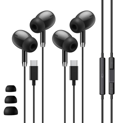 Wired Earbuds USB C for Samsung S26/S25/S24, USBC Headphones Wired Ear Buds - color: USB C-Black