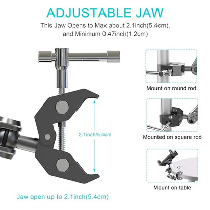 Universal Tablet Holder Mount for Treadmill, Exercise Bike, Stroller, Wheelchair, Golf Cart - 360° Rotatable Adjustable Clamp for 4.7" to 12.9" iPad, iPhone, Smartphones & Tablets