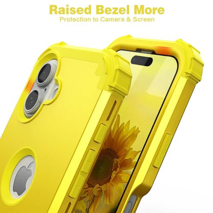 IDweel for iPhone 17 Case with Screen Protector, 3 in 1 Shockproof Slim Fit Hybrid Heavy Duty Hard PC Cover Soft Silicone Bumper Full Body Anti-Fingerprint Case, Yellow - color: Yellow