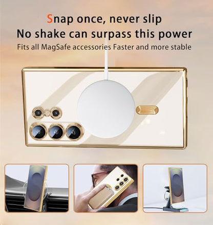 Magnetic for Samsung Galaxy S26 Ultra Case with 2X Screen Protector & Full Camera Cover,Fit with MagSafe,Plating Soft Glossy Luxury Shockproof Women Girls Phone Cases for Galaxy S 26 Ultra,Dark Purple - color: Dark Purple-Samsung Galaxy S26 Ultra