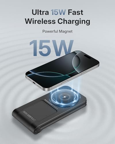 3 in 1 Charging Station for Apple Devices, Magnetic Wireless Charger Stand, 15W Foldable Travel Charging Dock for iPhone 17 16 15 14 13 12 Pro Max Plus Air & Apple Watch & AirPods 4 3 2 Pro, Black - color: Black