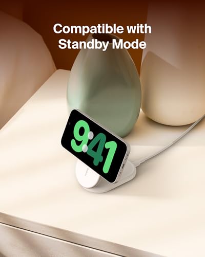 Belkin Qi2 15W Magnetic Foldable Wireless Charging Stand, Standby - color: White