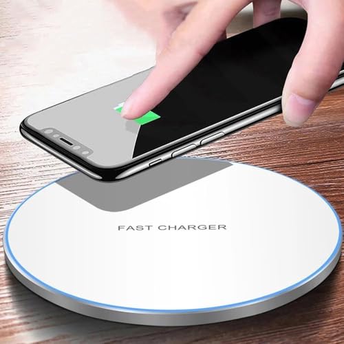 15W Fast Wireless Charger Pad for iPhone 17 16 15 14 13 12 Pro Max Samsung Galaxy S24 S23 S22 S20 Xiaomi Wireless Charging Dock Station (White NO Cable) - color: White NO Cable