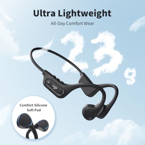 PSIER Bone Conduction Headphones, 2026 Upgrade Bluetooth 6.0 Open-Ear Design, 10-Hour Playtime, IPX5 Waterproof, 23g Ultra-Lightweight for Running, Cycling, Outdoor Sports - color: Matte Black