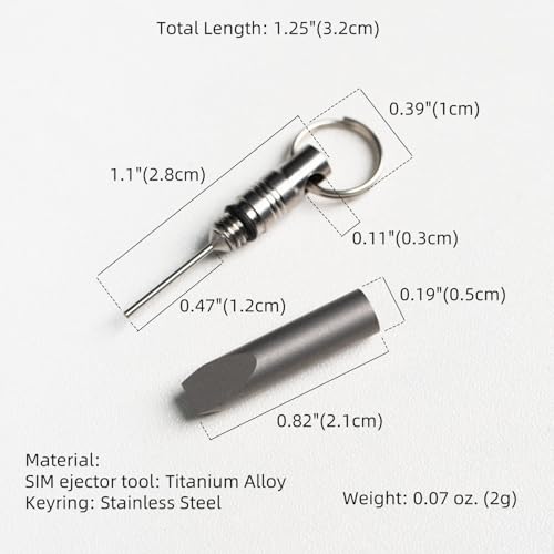 Titanium Alloy SIM Ejector Tool SIM Card Removal Mini Tool with 2 Keyrings