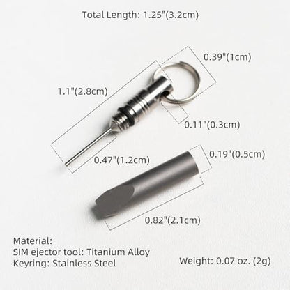 Titanium Alloy SIM Ejector Tool SIM Card Removal Mini Tool with 2 Keyrings