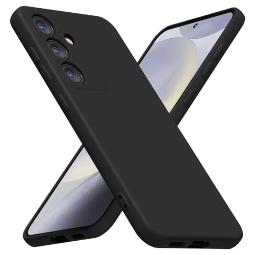 LoeoeL for Samsung Galaxy S24 Phone Case Silicone, Minimalist Ultra Thin Slim Soft Rubber Gel Solid Color Matte TPU Cute Case for Women Men, Girly Plain Aesthetic Design & Camera Cover, Black - color: Black, size: S24