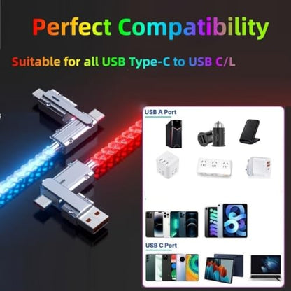 4 in 1 USB Charging Cable 2 Pack 3.3ft Light up USB Cable Colorful Gradual - color: 4 Combinations Colorful Gradual
