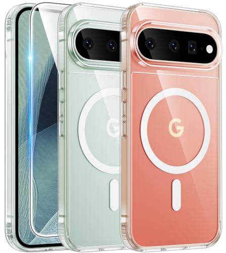 FNTCASE for Google 11 Pro XL Case Clear Magnetic with Screen Protector | Compatible with Magsafe, Anti Yellowing Phone Cases, Slim, Rugged Shockproof Protective, Transparent Cell Cover - color: A-Clear, size: For Google 11 Pro XL (6.8 Inch)
