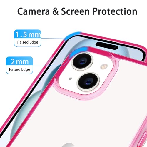 JJGoo Compatiable with iPhone 15 Plus Case Clear, Transparent Shockproof Phone Case, Slim Anti-Scratch Hard PC Back Protective Cover Bumper, Transparent Pink - color: Transparent Pink