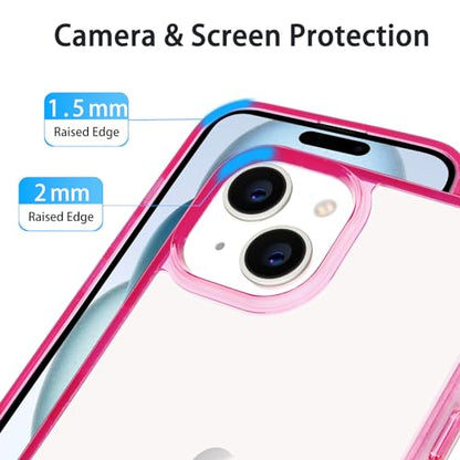 JJGoo Compatiable with iPhone 15 Plus Case Clear, Transparent Shockproof Phone Case, Slim Anti-Scratch Hard PC Back Protective Cover Bumper, Transparent Pink - color: Transparent Pink