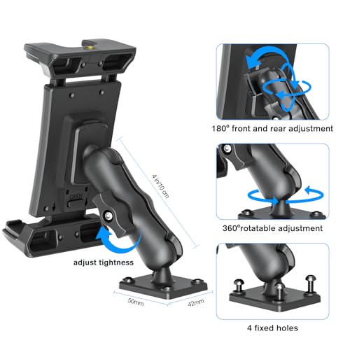 OHLPRO Car Tablet Holder - Heavy Duty Drill Base, Tablet Mount for Truck Compatible with iPad Samsung Tab 5"-13" Tablets and Phones, iPad Stand for Wall/Business/Vehicle/Desktop, etc.-4-inch Arm - size: 4-inch Arm
