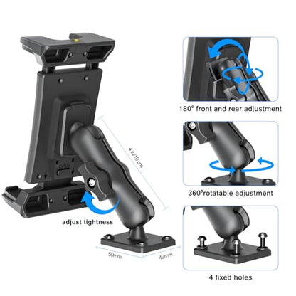 OHLPRO 6" Aluminum Arm Tablet Mount for Truck - Heavy Duty Drill Base Car Tablet Holder Compatible with iPad Samsung Tab 5"-13" Tablets and Phones, for Dashboard/Wall/Business/Desktop, etc. - size: 6" Aluminum Arm