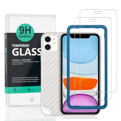 Ibywind for iPhone 11/XR Screen Protector,2 Pack,9H Hardness Tempered Glass with Alignment Frame,Full Coverage,Bubble Free,Fingerprint Unlock,Scratch Resistant