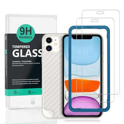 Ibywind for iPhone 11/XR Screen Protector,2 Pack,9H Hardness Tempered Glass with Alignment Frame,Full Coverage,Bubble Free,Fingerprint Unlock,Scratch Resistant