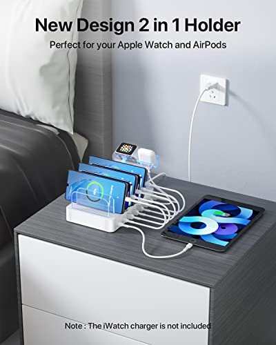 SooPii 8-Port USB-C Charging Station for Multiple Devices,White