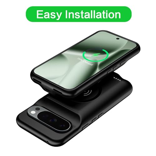 Battery Case for Google Pixel 10/10 Pro,10000mAh Rechargeable Portable Charging Case with Wireless Charging Compatible for Google Pixel 10/10 Pro (6.3 inch) Extend Battery Pack Charger Case (Black) - size: Google Pixel 10/10 Pro