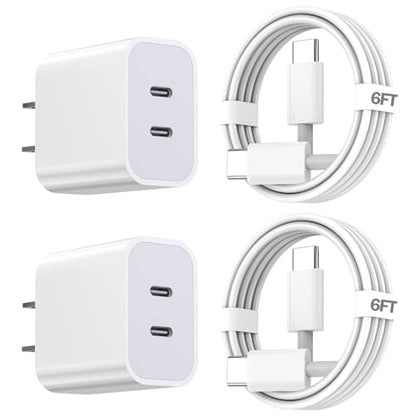 iPhone 17 Charger,Apple Charger Fast Charging,2Pack Dual Port Power Delivery Apple Charging Block,6FT USB C to C iPhone 17 Charge Cable,USB C Charge for iPhone 17/17 Air/16/15 Pro/iPad Pro/Air/Mini - size: 6FT