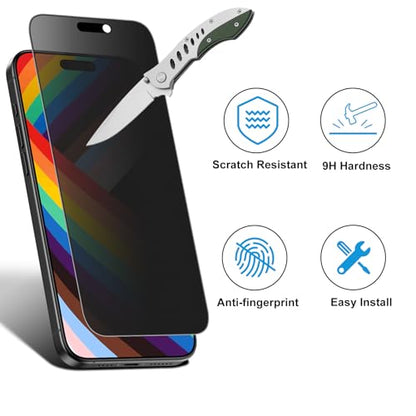 Mothca Matte Privacy Screen Protector for iPhone 17 / iPhone 16 Pro [6.3 inch] with Easy Installation Tool, Anti Spy Anti Glare Full Coverage Tempered Glass, Anti-Fingerprint, Smooth as Silk - size: iPhone 16 Pro/17-6.3 Inch