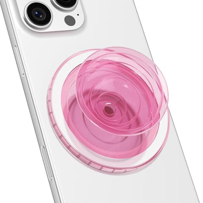 Svanove Magnetic Phone Grip Compatible with Magsafe, Mag Safe Translucent Clear Grip Collapsible Kickstand for iPhone Samsung Pixel, Cute Transparent Silicone Removable Phone Stand Holder, Clear Pink - color: Clear Pink, style: Magnetic