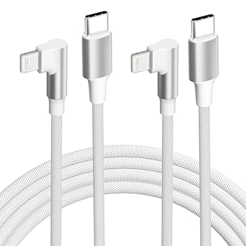 USB C to Lightning Cable 6ft 2 Pack MFi Right Angle 20W Fast Charging Cord