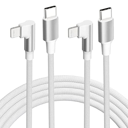 USB C to Lightning Cable 6ft 2 Pack MFi Right Angle 20W Fast Charging Cord