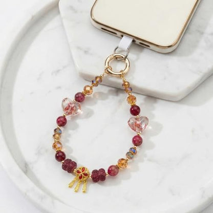 Phone Charm for Women, Beaded Wrist Strap Lanyard with Tether Tab – Anti-Theft Hands-Free Detachable Phone Chain Wristlet