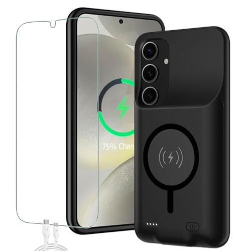 Battery Case for Galaxy S24,[10000mAh] Large Capacity Slim Portable Protective Fast Charging Case Battery Case Compatible with Galaxy S24(6.2inch) Wireless Charging Case with Carplay-Black - size: Galaxy S24