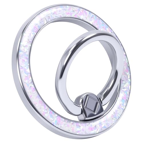 Magnetic Phone Ring for MagSafe Grip [Super Magnet] Gold Twinkle Design Ring Holder Stand, magsafe pop Socket (Colorful and Dazzling) - color: Colorful and dazzling